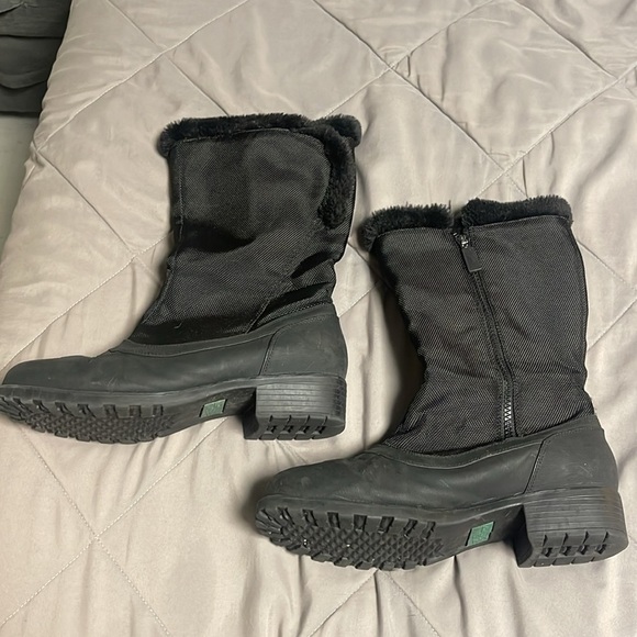 Trotters Side Zip Black Faux Fur Trim Bowen Winter Rain Boot Size 8 - Picture 3 of 10